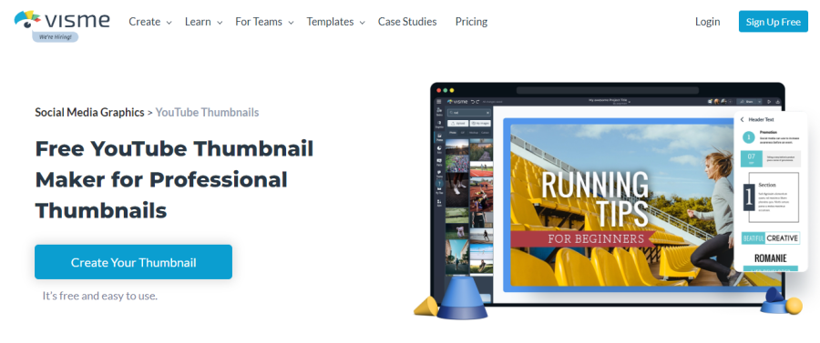 Visme - YouTube thumbnail maker