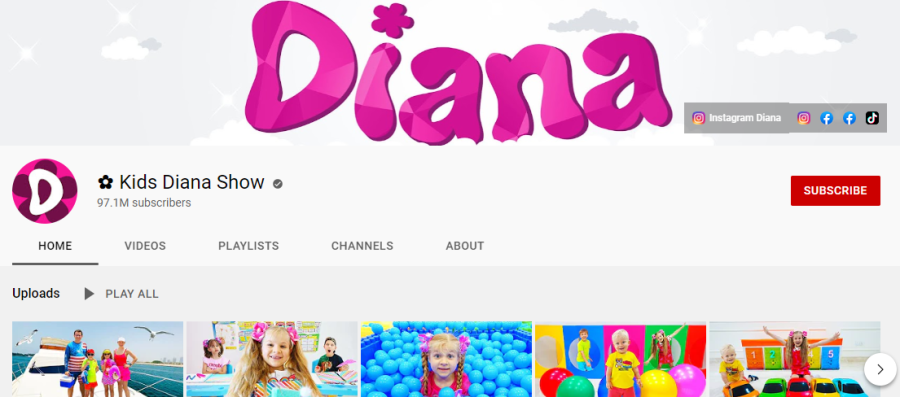Kids Diana Show - most subscribed youtube channels