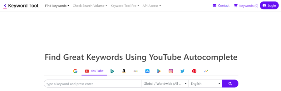 Keywordtool.io - YouTube keyword tool