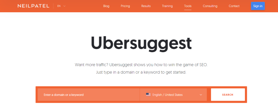 Ubersuggest - YouTube keyword tool