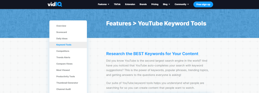 VidIQ - YouTube keyword tool