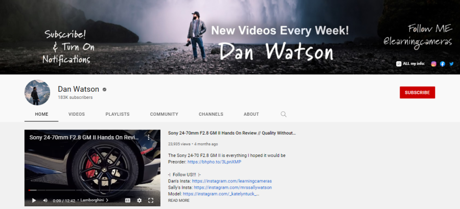 Dan Watson - photography YouTube channels