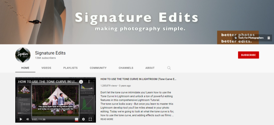 Signature Edits - photography YouTube channels