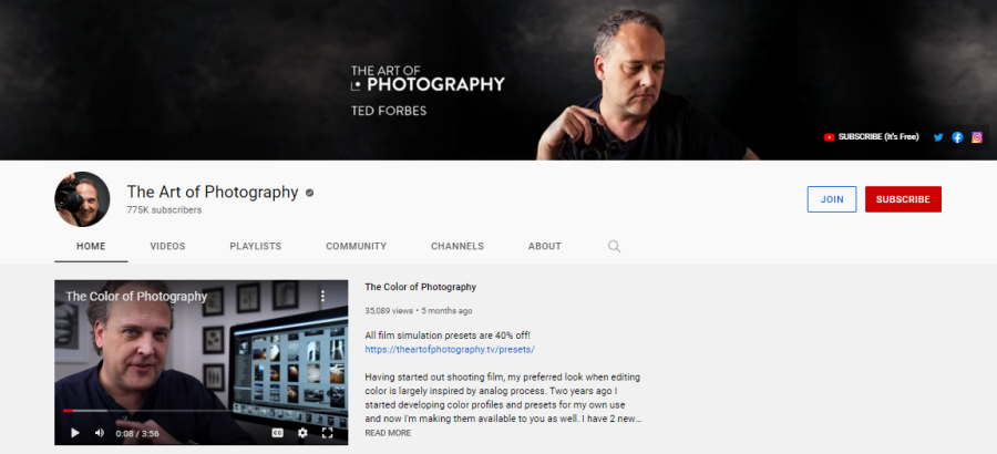 The Art of Photography - photography YouTube channels