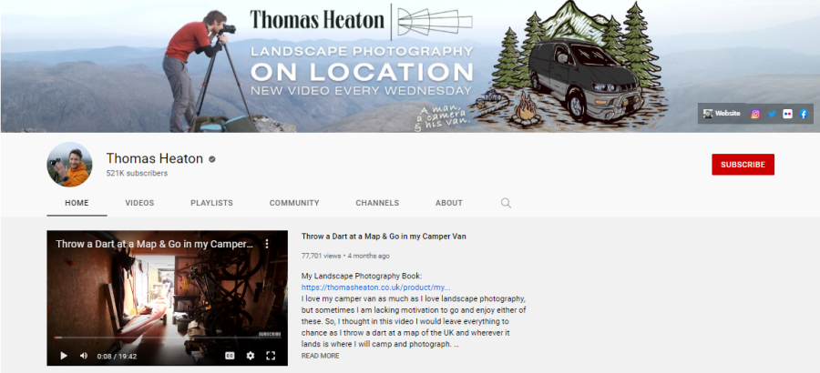 Thomas Heaton - photography YouTube channels