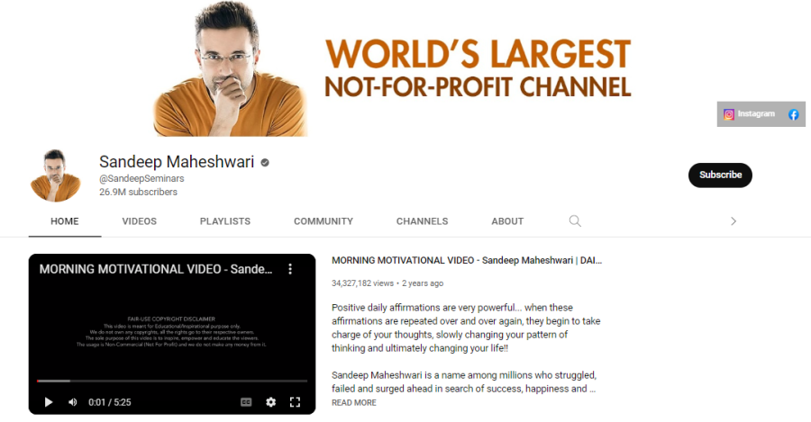 Sandeep Maheshwari - Motivational YouTube Channels