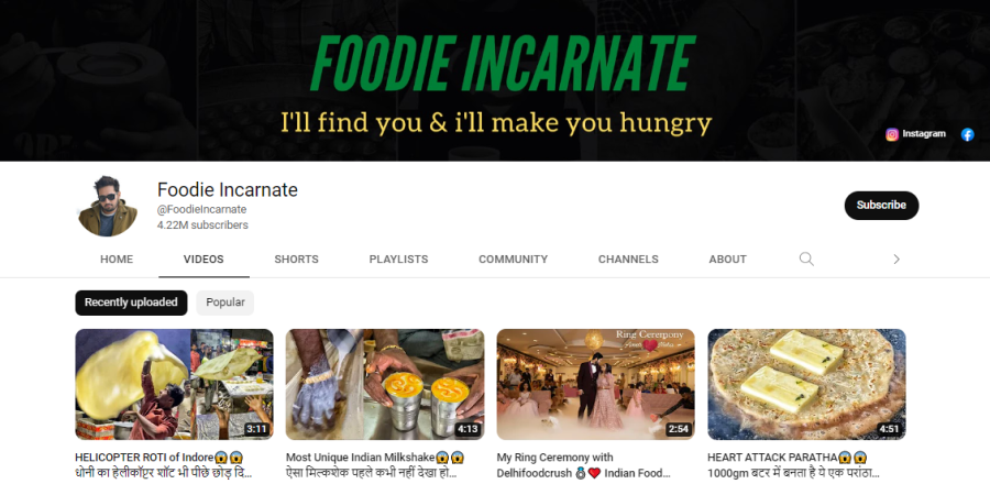 Foodie Incarnate - Best vloggers in India
