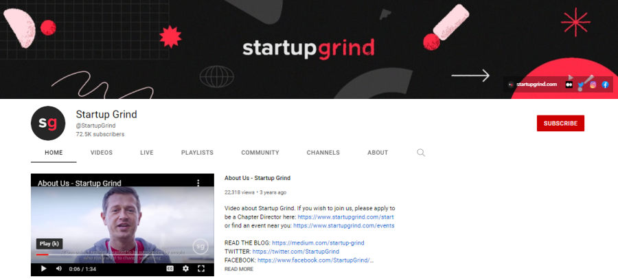 Startup Grind - YouTube channels for entrepreneurs