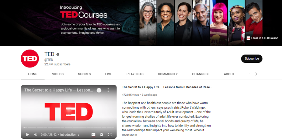 TED - YouTube channels for entrepreneurs