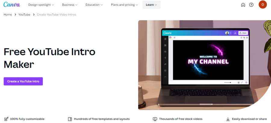 Canva - Free YouTube Intro Maker