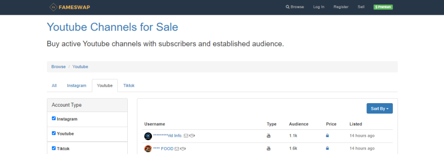 Fameswap - Buy YouTube Channel