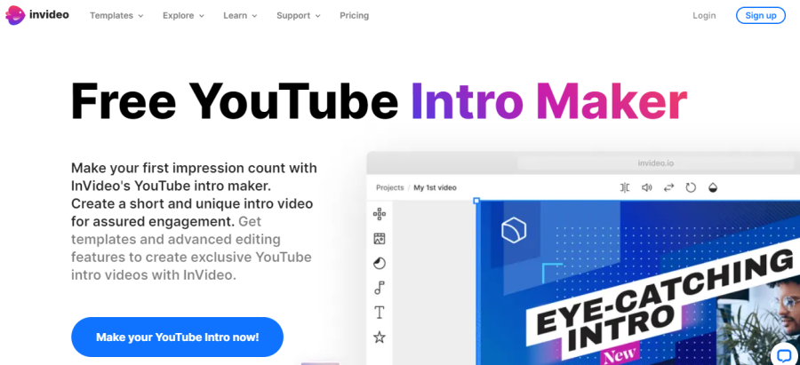 Invideo.io - Free YouTube Intro Maker